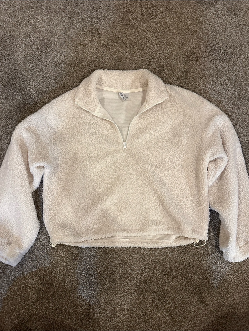 H&M Cream Sherpa Quarter-Zip Jacket